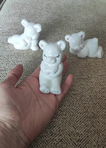 Beyaz Seramik Ayıcık Biblo Seti - Görsel 2