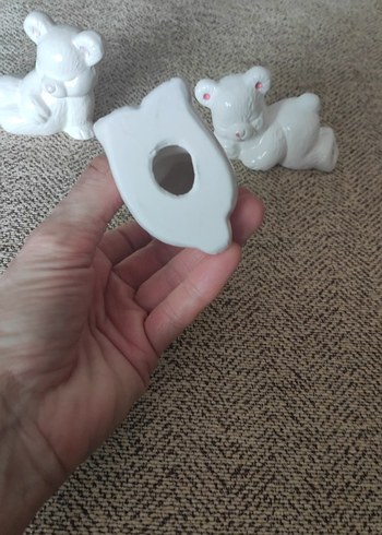 Beyaz Seramik Ayıcık Biblo Seti - Görsel 3