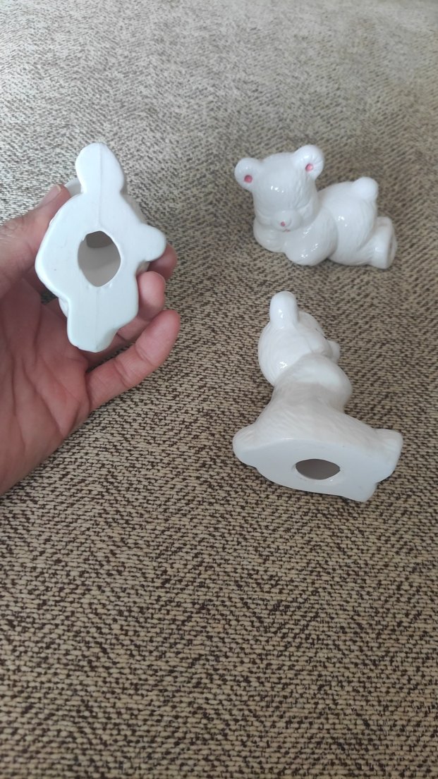 Beyaz Seramik Ayıcık Biblo Seti - Görsel 4