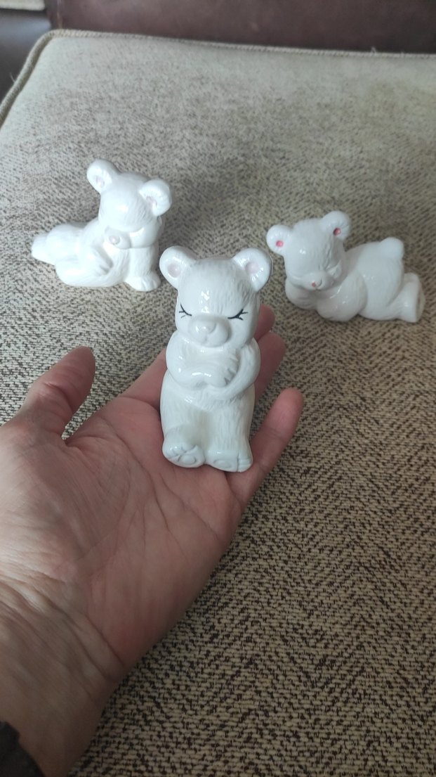 Beyaz Seramik Ayıcık Biblo Seti - Görsel 2