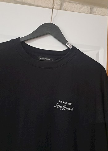 LC Waikiki Siyah Erkek Midi Tişört Loose Fit