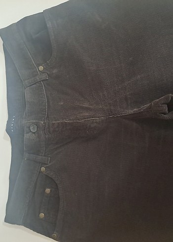Diğer Kahverengi Geniş Kesim Midi Kot Pantolon