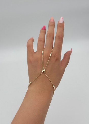 Çelik şahmeran.Zincir Detaylı Altın Renk Kadın El Zinciri - Görsel 2