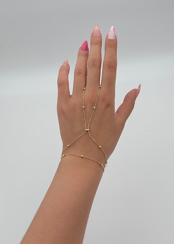 Çelik şahmeran.Zincir Detaylı Altın Renk Kadın El Zinciri - Görsel 4