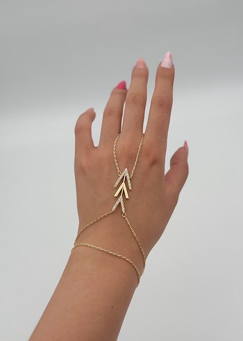 Çelik şahmeran.Zincir Detaylı Altın Renk Kadın El Zinciri - Görsel 5