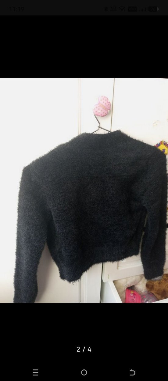 Siyah Kız Çocuk Triko Hırka - Görsel 2