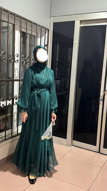38 Beden yeşil Renk Şifon elbise