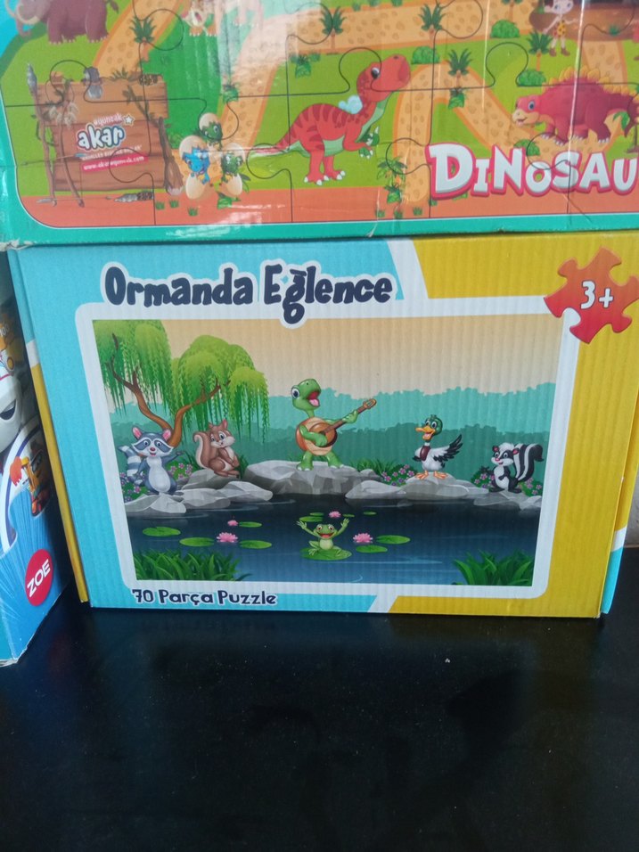 Renkli Dinozor ve Orman Temalı 4 Çocuk Puzzle - Görsel 3