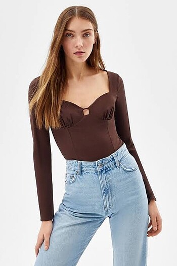 Bershka kahverengi bodysuit