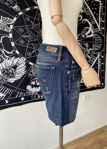 LTB Düğmeli Lacivert Yıkamalı Mini Kot Şort