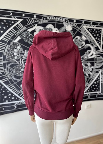 Diğer Bordo Kapüşonlu Fermuarlı Sweatshirt
