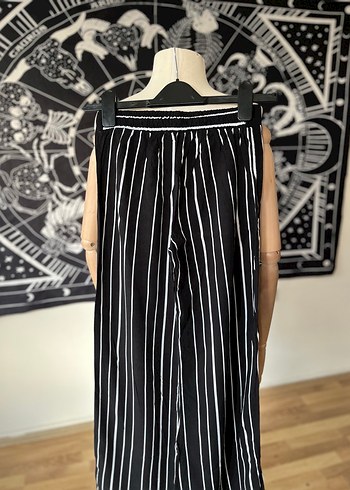 Kadın Siyah Çizgili Kumaş Pantolon - Görsel 6