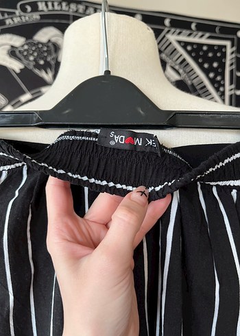 Kadın Siyah Çizgili Kumaş Pantolon - Görsel 7