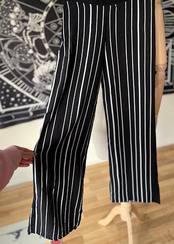 Kadın Siyah Çizgili Kumaş Pantolon - Görsel 4