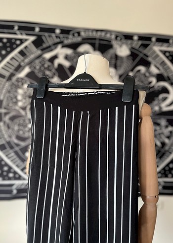 Kadın Siyah Çizgili Kumaş Pantolon - Görsel 5