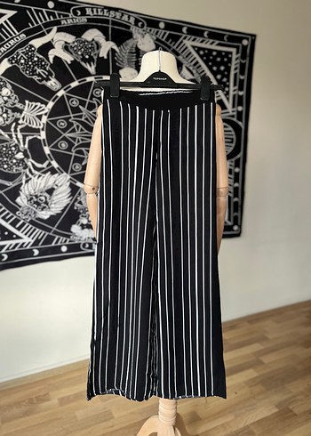 Kadın Siyah Çizgili Kumaş Pantolon - Görsel 2