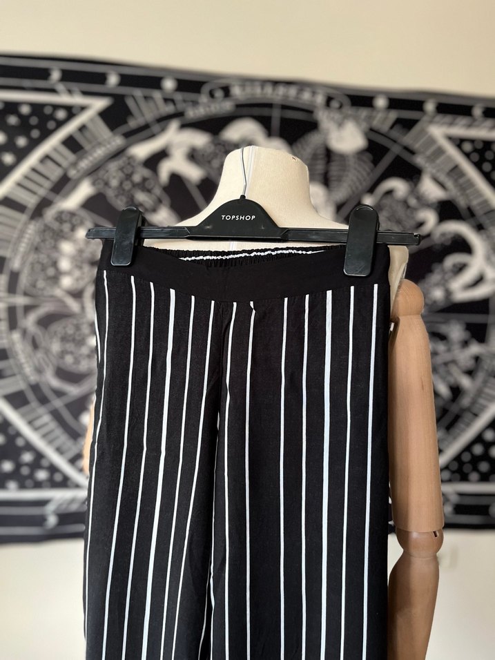 Kadın Siyah Çizgili Kumaş Pantolon - Görsel 5