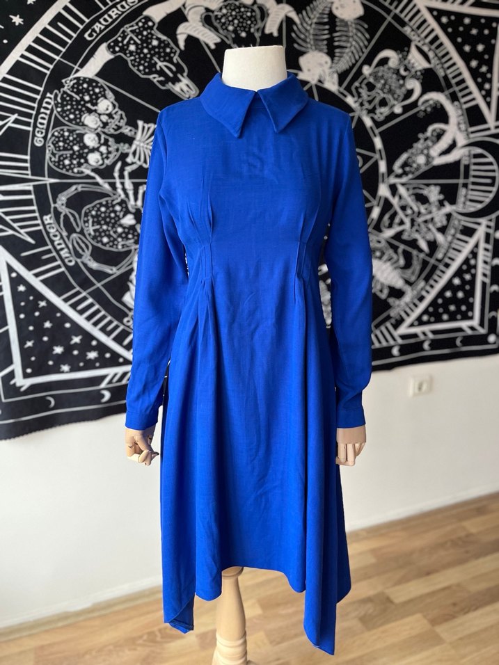 Saks Mavisi Elbise - Görsel 4