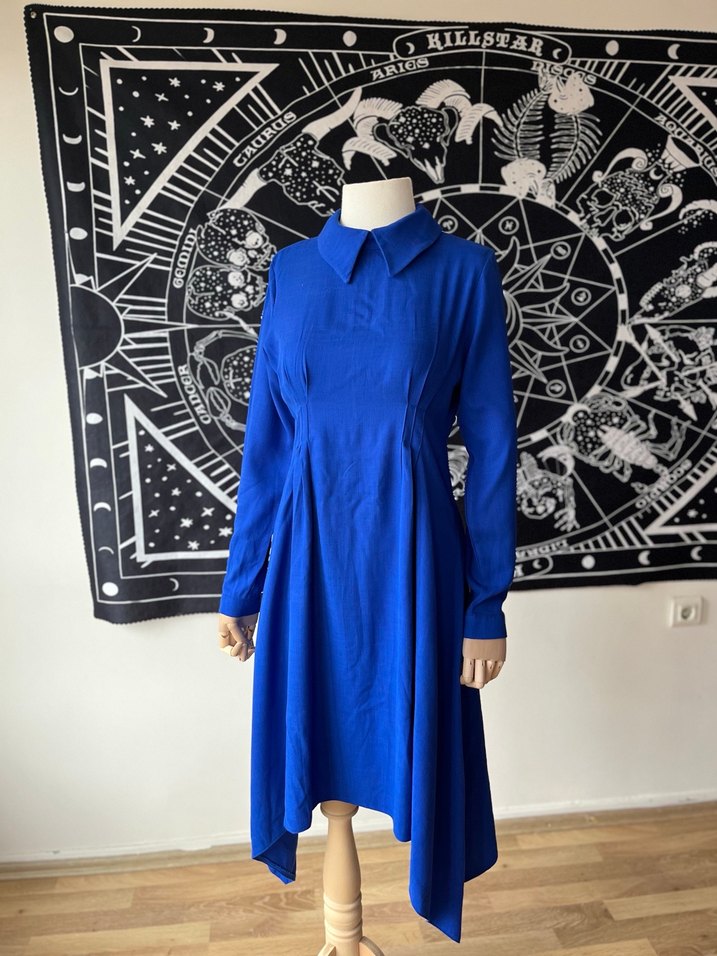 Saks Mavisi Elbise - Görsel 3