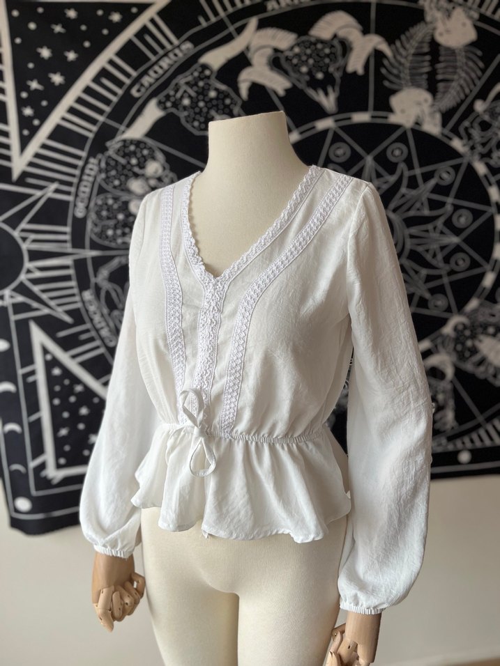 Dantel Detaylı Beyaz Bohem Kadın Bluz - Görsel 2