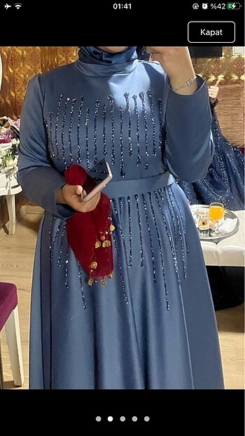 Diğer Mavi tesettür abiye 46 48 beden