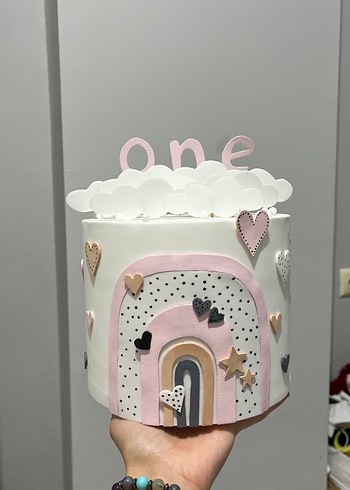 Pembe Pastel Figürlü Dekoratif Pasta Süsü