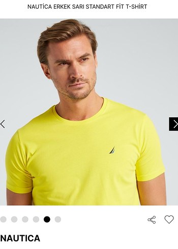 Nautica Erkek Sarı Standart Fit Tişört - Görsel 2