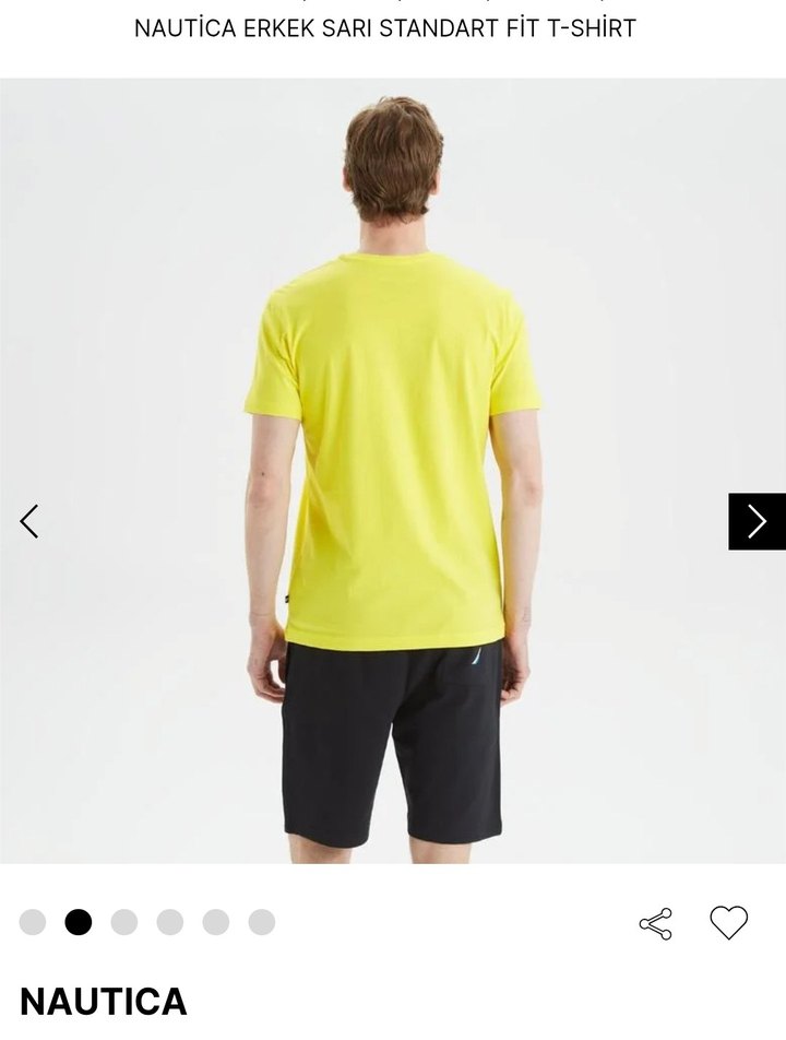 Nautica Erkek Sarı Standart Fit Tişört - Görsel 4
