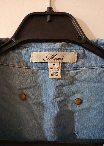 m Beden Gri Düğmeli Kısa Kollu Denim Gömlek