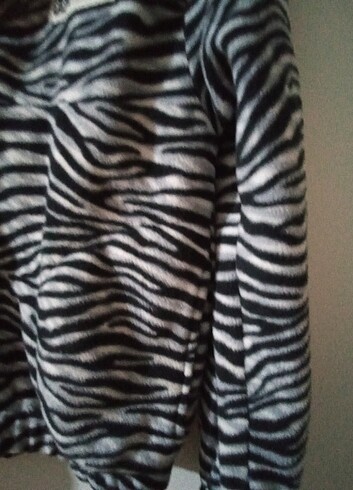 s Beden çeşitli Renk Zebra Desenli Polar Sweatshirt 