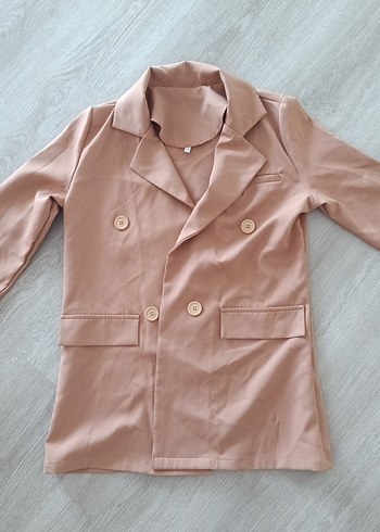 Düğmeli Bej Kadın Blazer Ceket