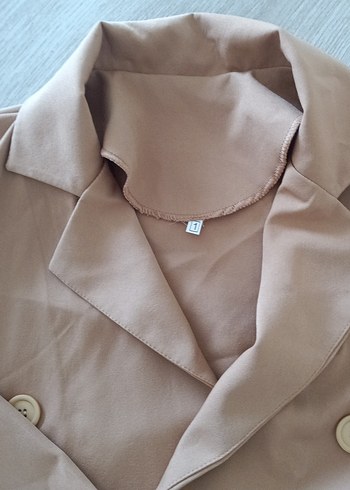 s Beden camel Renk Düğmeli Bej Kadın Blazer Ceket