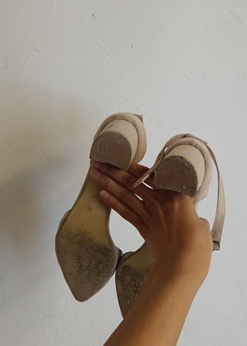 36 Beden Bej Süet Stiletto Kadın Topuklu Ayakkabı