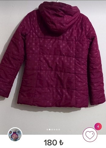 LCW : Bordo Kapüşonlu Kız Çocuk Düğmeli Mont - Görsel 2