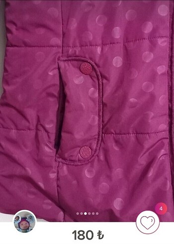 LCW : Bordo Kapüşonlu Kız Çocuk Düğmeli Mont - Görsel 4