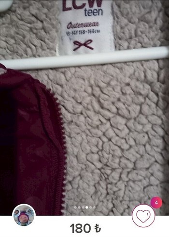 LCW : Bordo Kapüşonlu Kız Çocuk Düğmeli Mont - Görsel 3