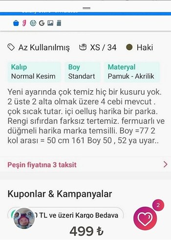 Decathlon: Gri Düğmeli Kadın Parka - Görsel 7