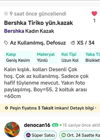 Bershika :Kırmızı Örgü Salaş Kadın Kazak - Görsel 7