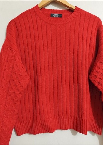 Bershika :Kırmızı Örgü Salaş Kadın Kazak - Görsel 5