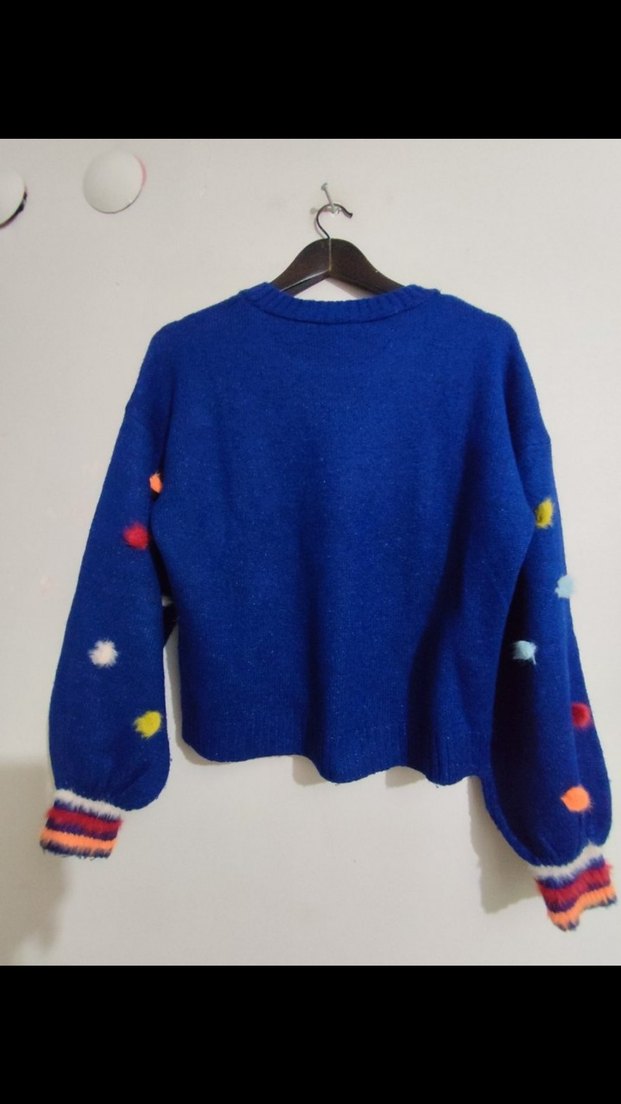 Defacto :Renkli Ponpon Detaylı Kadın Triko Kazak - Görsel 2