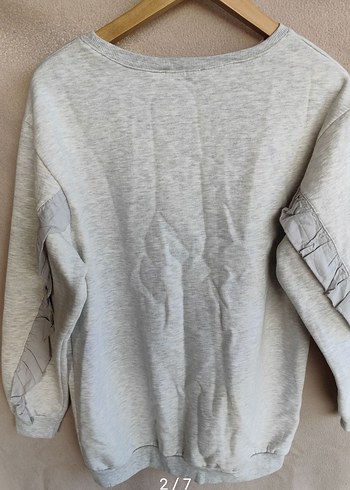 BSL : Gri Kadın Uzun Kollu Fırfırlı Triko - Görsel 2