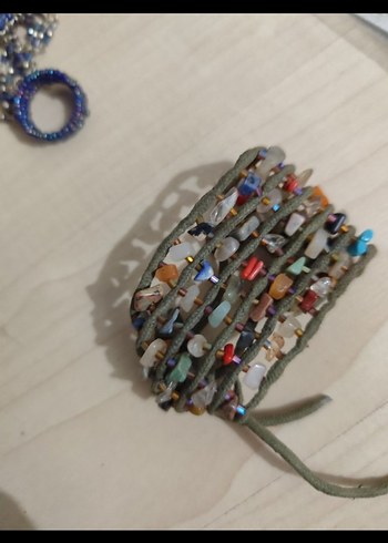 Bej Desenli Boncuklu Bohem Kız Aksesuarları - Görsel 9