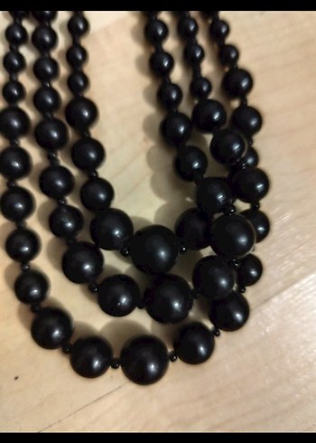 Uzun Siyah Gotik Boncuklu Kadın Kolye - Görsel 2