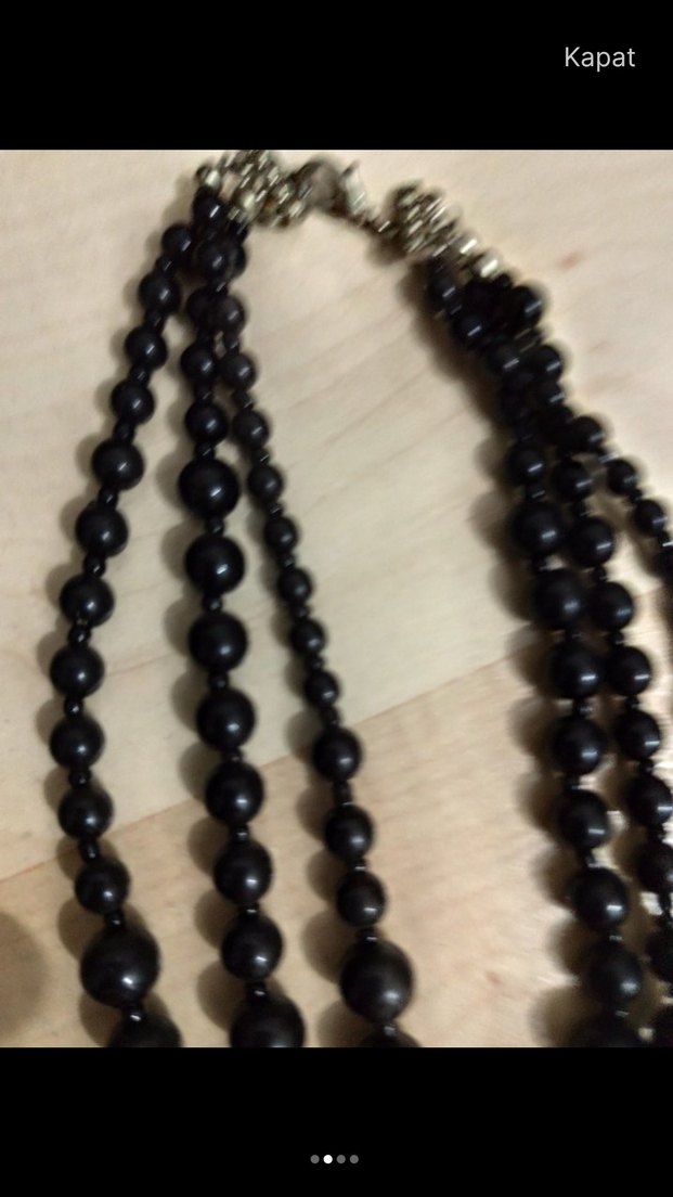 Uzun Siyah Gotik Boncuklu Kadın Kolye - Görsel 4