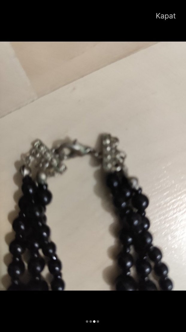 Uzun Siyah Gotik Boncuklu Kadın Kolye - Görsel 3