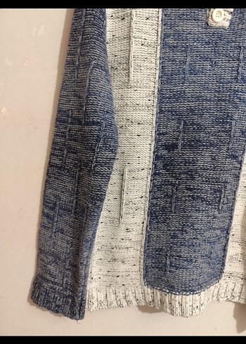 MCR :Gri ve Mavi Örgü Polo Yaka Erkek Kazak - Görsel 5