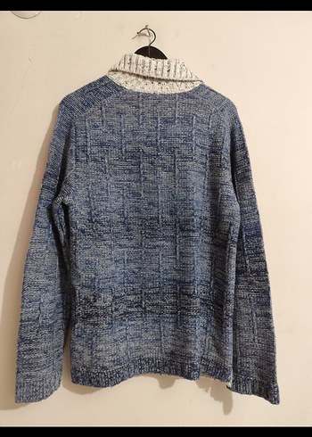 MCR :Gri ve Mavi Örgü Polo Yaka Erkek Kazak - Görsel 3