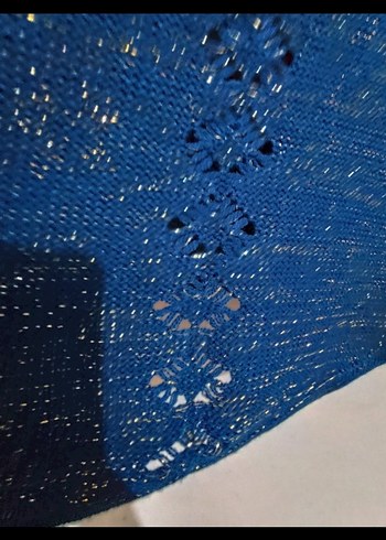 Kadın Mavi V Yaka Örgü Kazak - Görsel 5