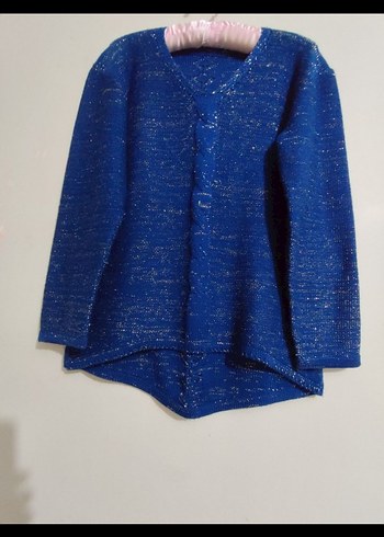 Kadın Mavi V Yaka Örgü Kazak - Görsel 3