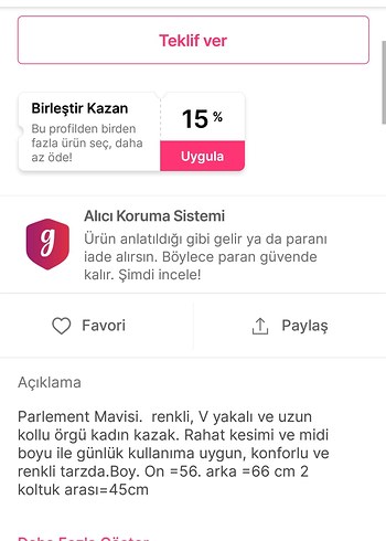 Kadın Mavi V Yaka Örgü Kazak - Görsel 7